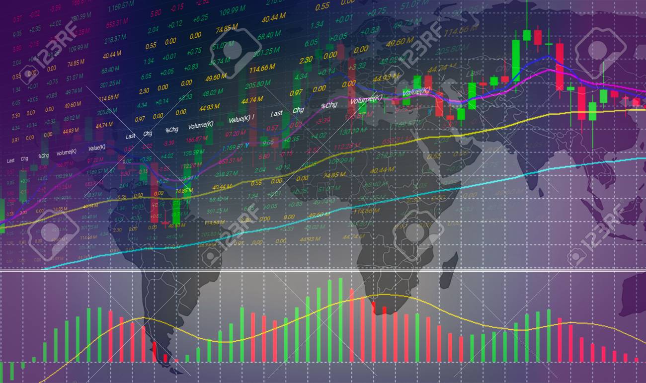 Stock Market Or Forex Trading Graph And Candlestick Chart On - 
